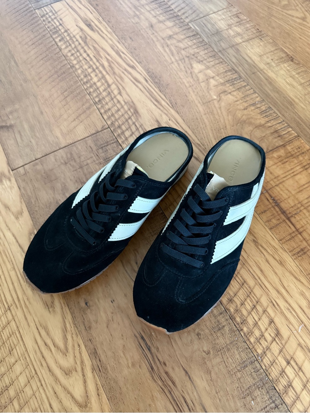 Vince Black Sneakers with White Side Stripes